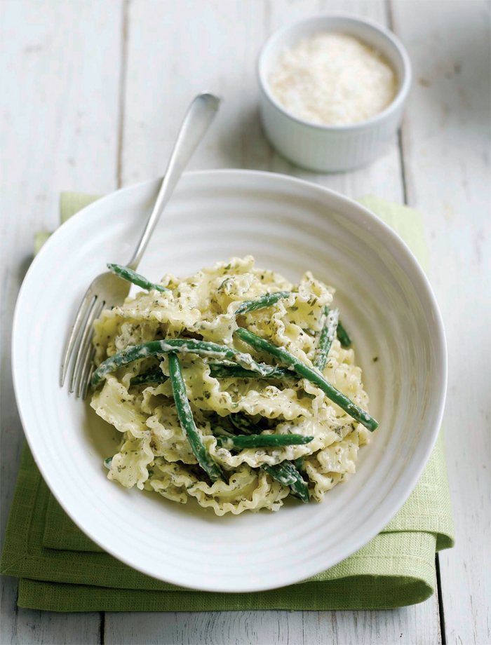Pappardelle with Green Beans in a Cream, Herb and Lemon sauce Recipe: Veggie