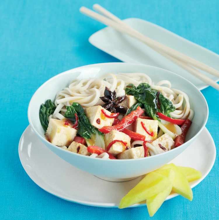 Braised Tofu with Pak Choi and Mango Recipe: Veggie