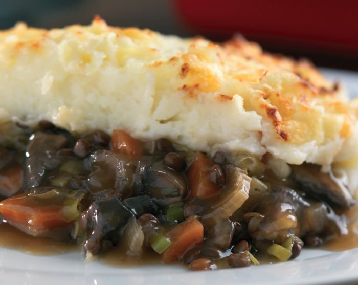 Hearty Flat Mushroom and Puy Lentil Cottage Pie Recipe: Veggie