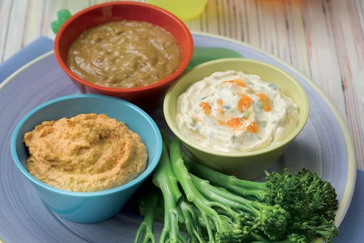 Jo Pratt’s Steamed Tenderstem and Three Dips Recipe: Veggie