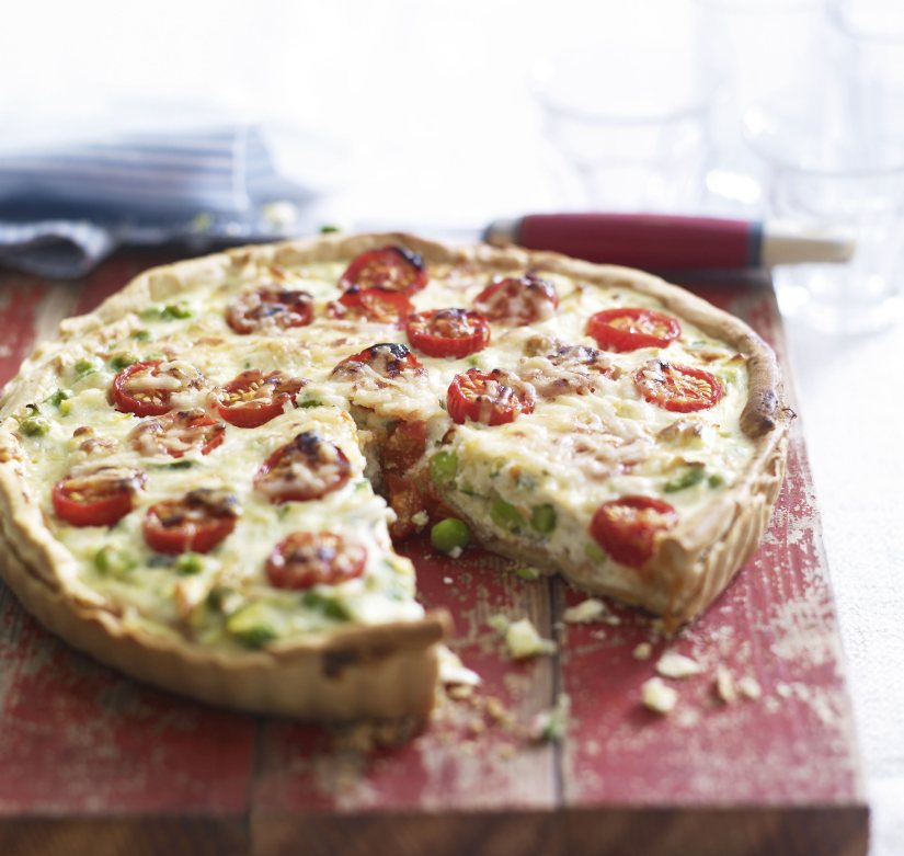 Pea, Tomato and Ricotta Picnic Tart Recipe: Veggie