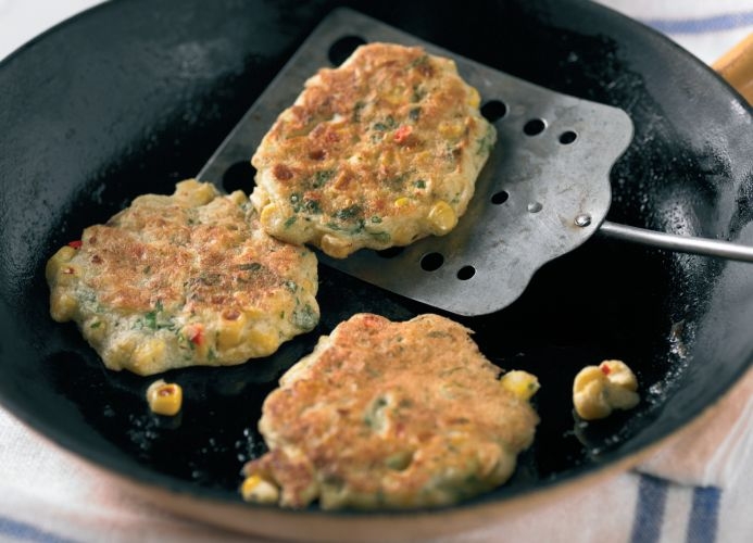 Sweetcorn, Chilli and Coriander Griddle Cakes