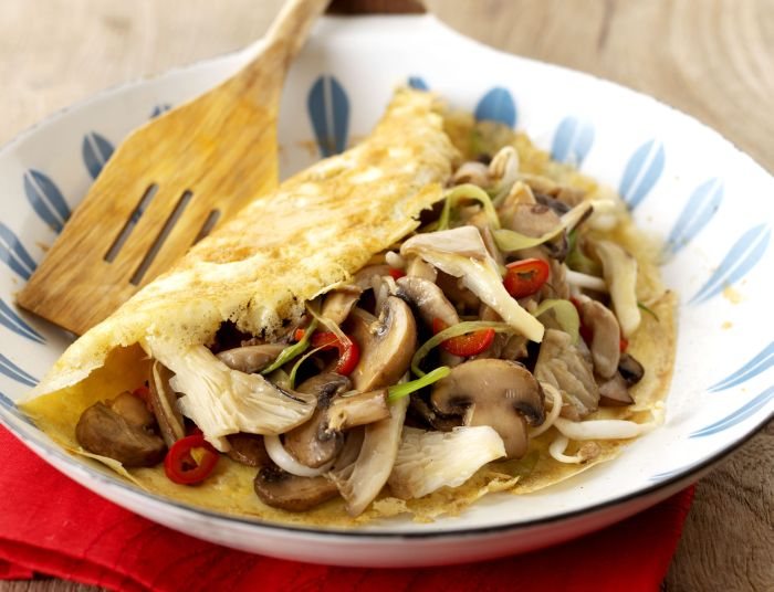 Thai Style Mushroom Omelette Recipe: Veggie