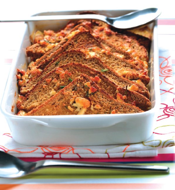 Wholemeal Bread, Chive and Cheshire Pudding Recipe: Veggie