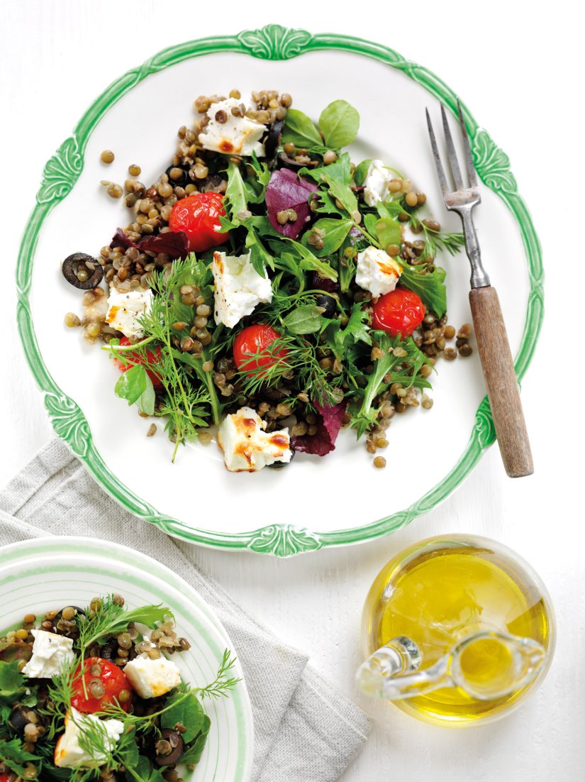 Warm Lentil, Feta and Coriander Salad Recipe: Veggie