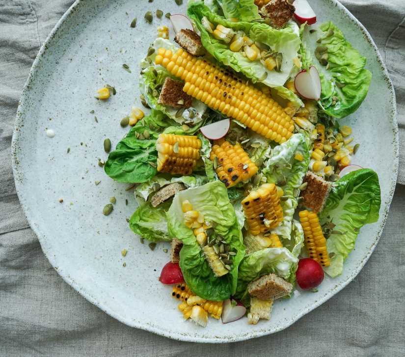 Charred Sweetcorn Caesar Salad Recipe: Veggie