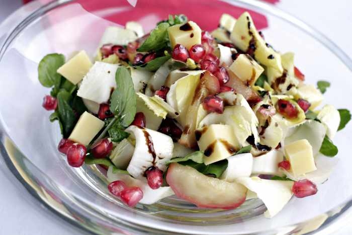 Chicory, Apple, Pomegranate and Cheddar Cheese Salad