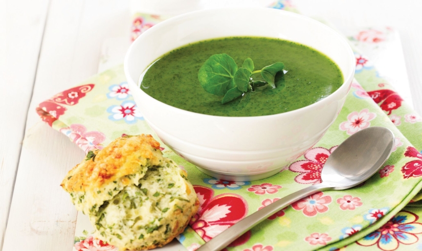 Classic Watercress Soup and Cheddar Scones