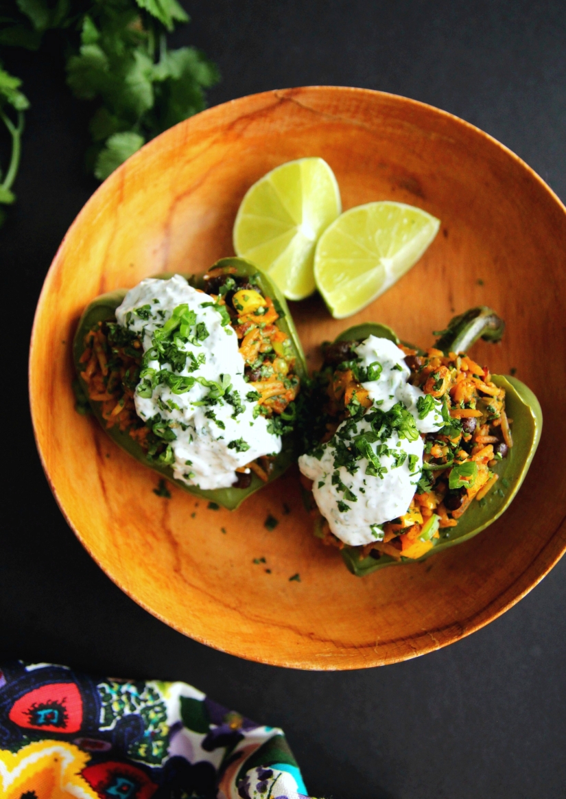 Aine Carlin’s Stuffed Poached Peppers with Indian Flavoured Grains