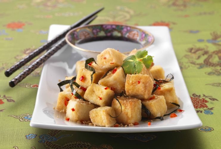 Fried Tofu in Chinese Sesame Soy Sauce Recipe: Veggie