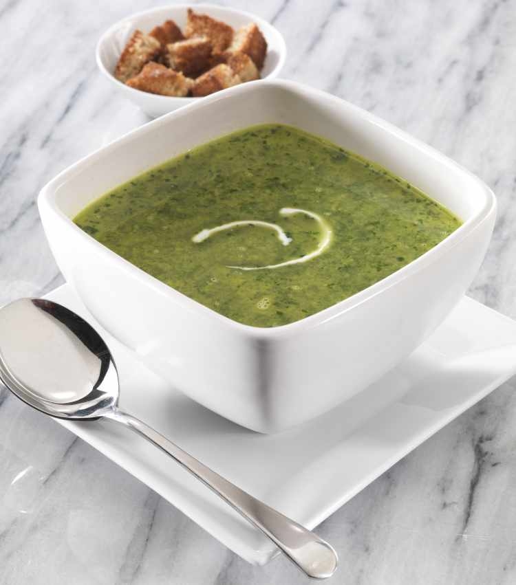 Mixed Green Leaf Soup with Spicy Sweet Yoghurt