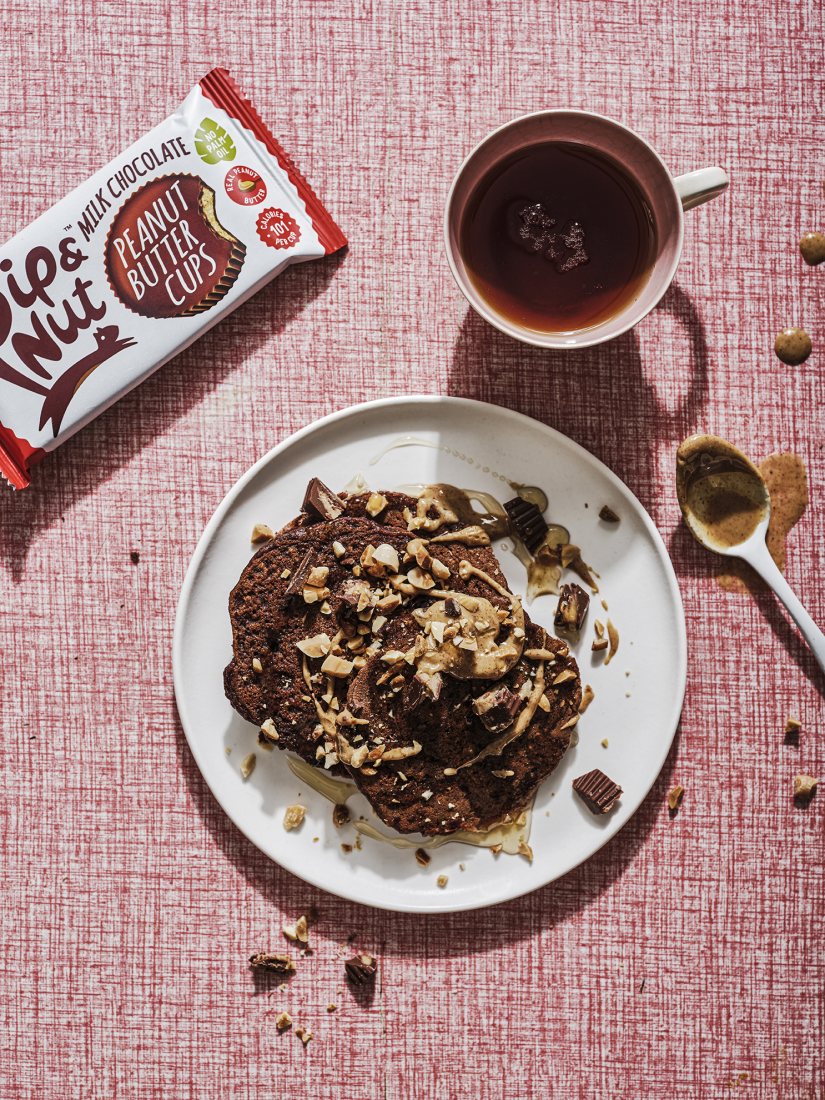 Dark Chocolate and Peanut Butter Cup Pancakes Recipe: Veggie