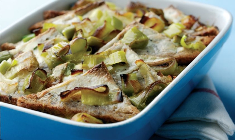 Leek and Bread Pudding