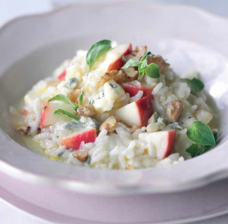 Pink Lady, Cambozola and Walnut Risotto Recipe: Veggie Magazine