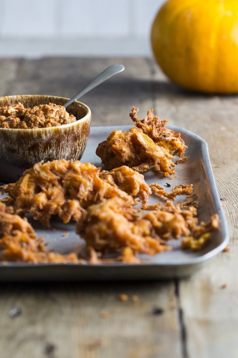 Riverford Pumpkin Fritters with Romesco
