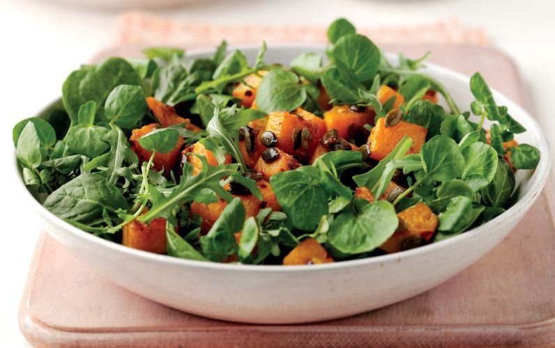 Roasted Spicy Squash Leafy Salad Recipe: Veggie