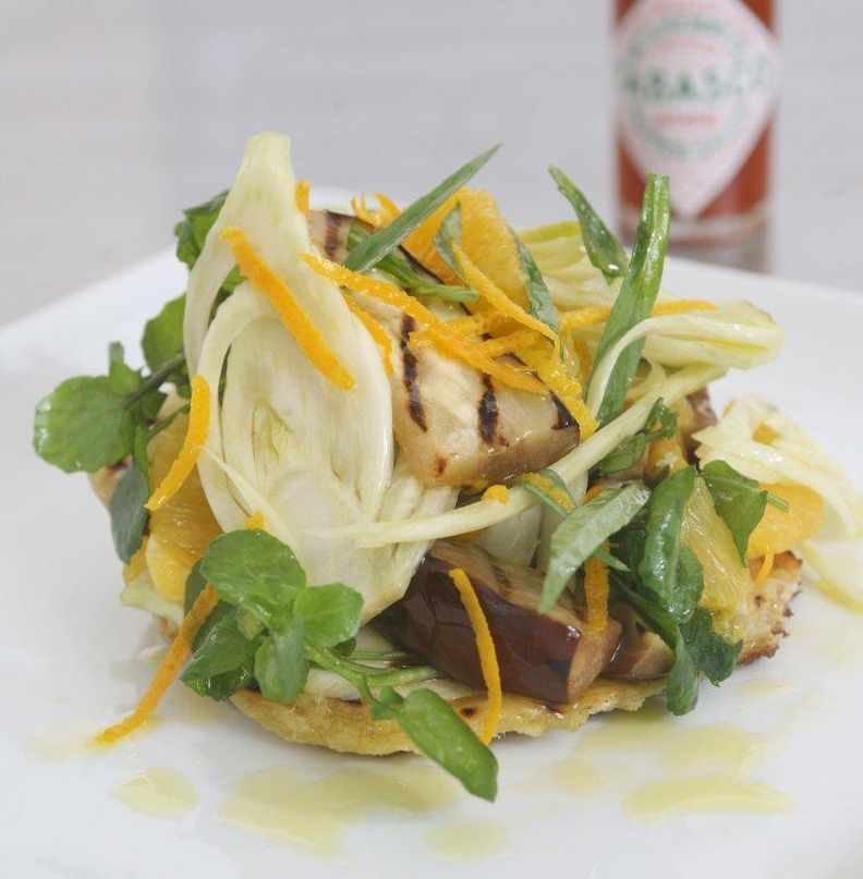 Aubergine Tabasco Salad with Fennel & Orange Recipe: Veggie
