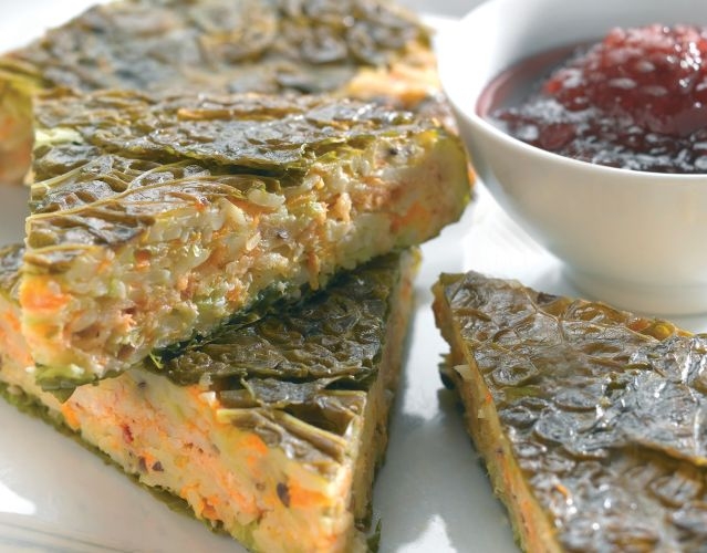 Savoury Christmas Gateau with Rose Harissa Halloumi Filling