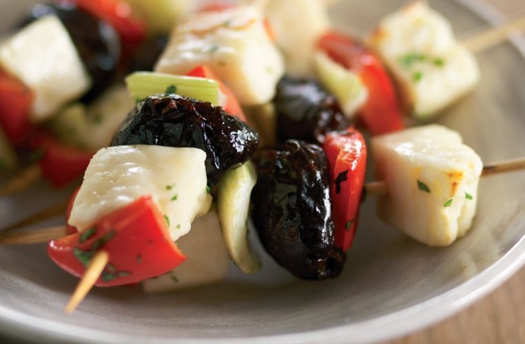 Spicy Prune and Halloumi Satay