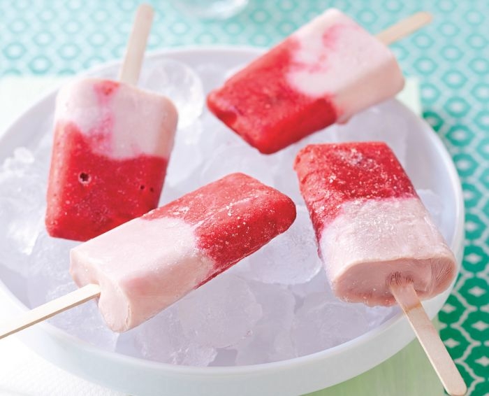 Strawberry and Rhubarb Ice Pops