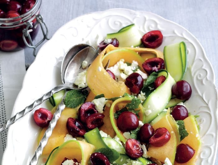 Summer Salad with Feta and Pickled Cherries Recipe: Veggie Magazine