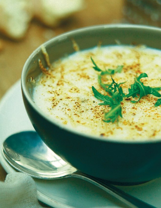 Grilled Cauliflower and Low-fat Cheese Soup Recipe: Veggie