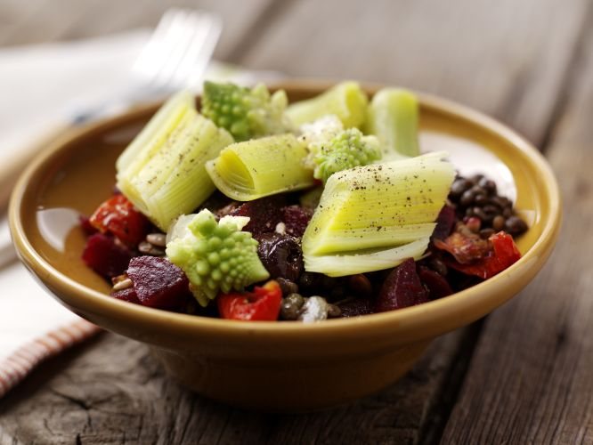 Warm Puy Lentil Salad with Balsamic Leeks Recipe: Veggie