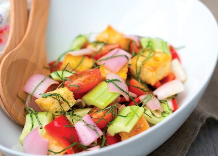 Shallot, Cucumber and Tomato Panzanella