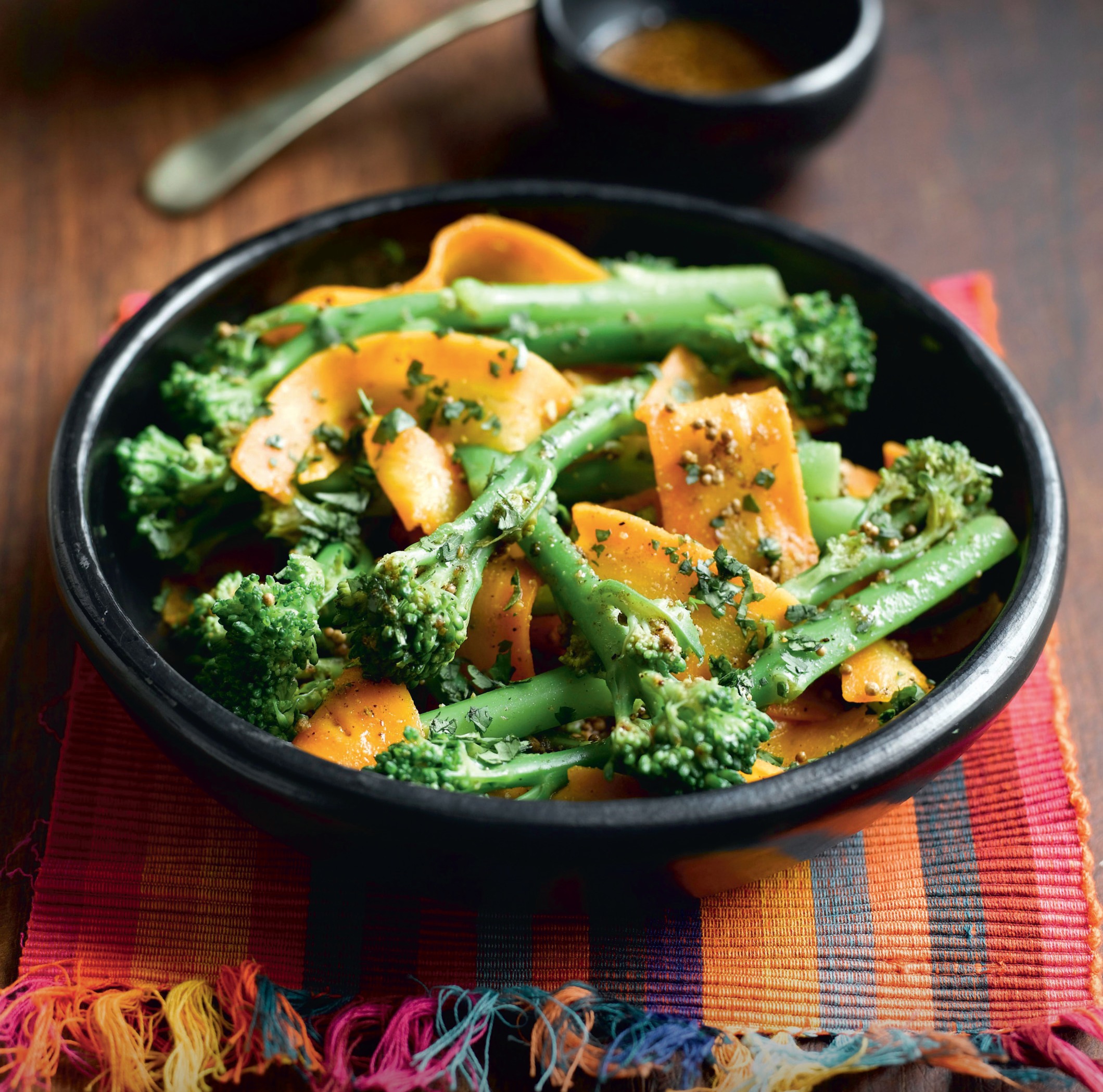 Indian-spiced Warm Broccoli and Carrot Salad Vegetarian Recipe